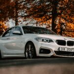 white bmw m 3 coupe parked near brown trees during daytime